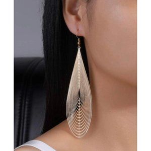 Big gold earrings lightweight thin large drop statement chunky metal pierced